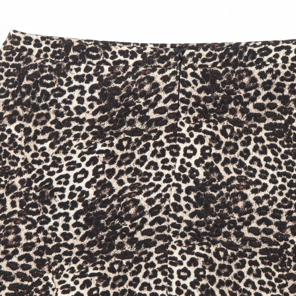 George Womens Brown Animal Print  Flare Skirt Size 16