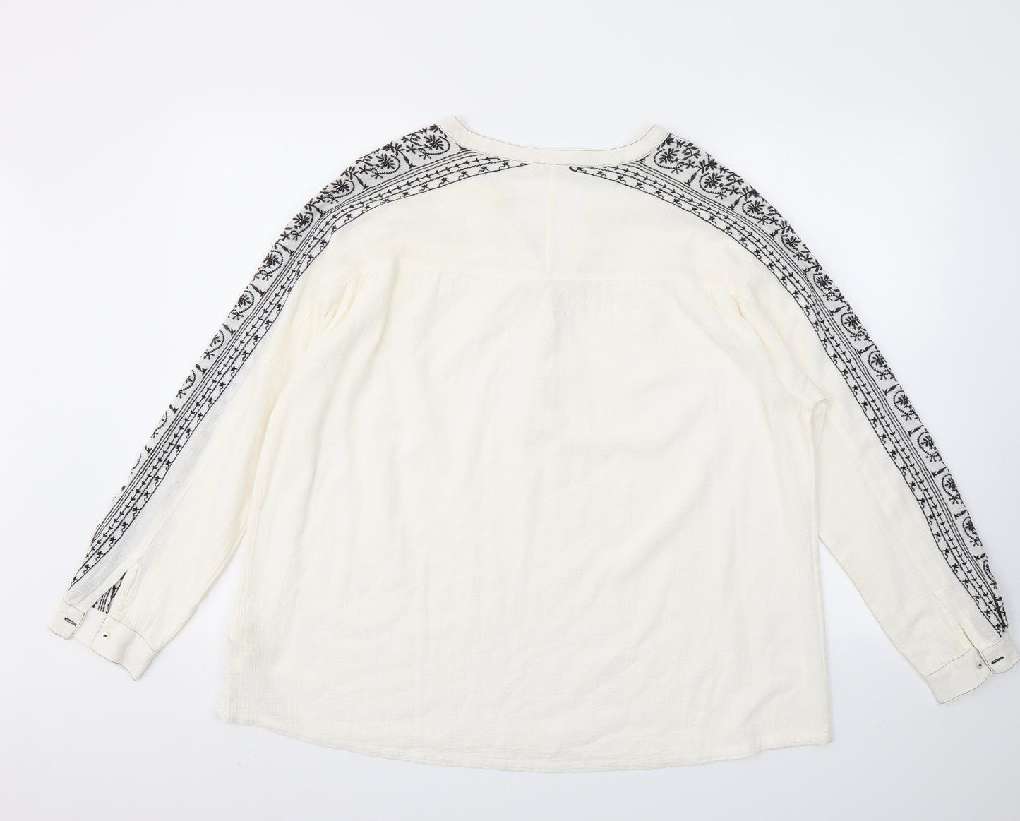 White Stuff Womens Ivory Geometric  Basic T-Shirt Size 16