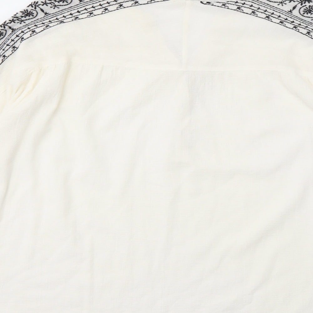 White Stuff Womens Ivory Geometric  Basic T-Shirt Size 16