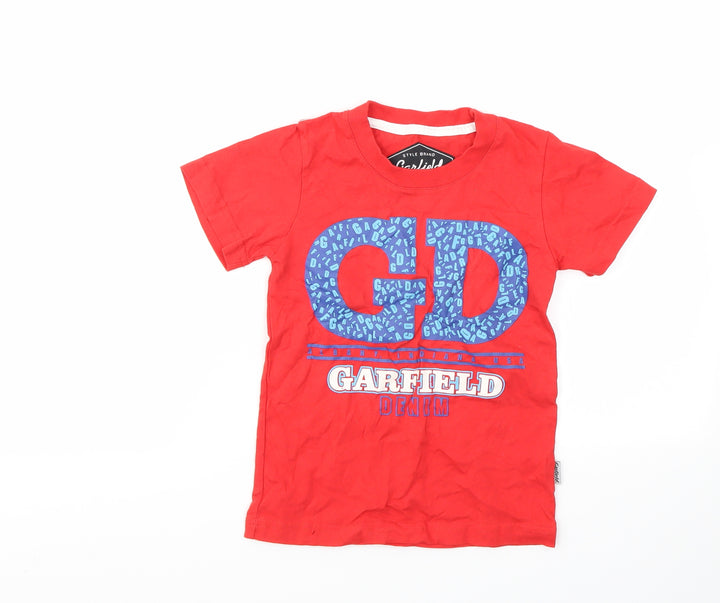 Garfield Boys Red Geometric  Basic T-Shirt Size 2 Years