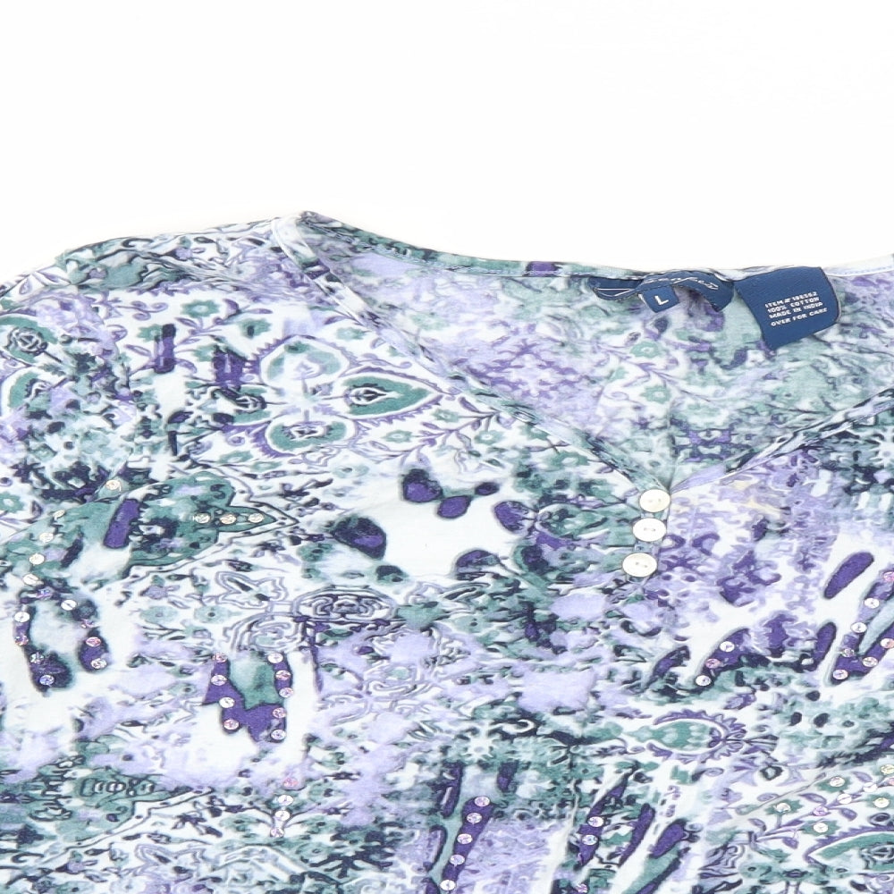 PREWORN  Womens Multicoloured Geometric  Basic T-Shirt Size L