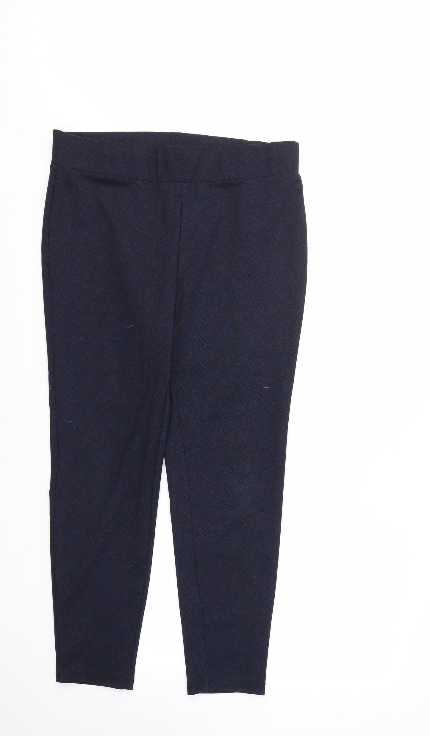 George Womens Blue Geometric  Trousers  Size 16 L28 in - STRECHY WAISTBAND