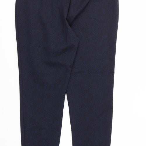 George Womens Blue Geometric  Trousers  Size 16 L28 in - STRECHY WAISTBAND