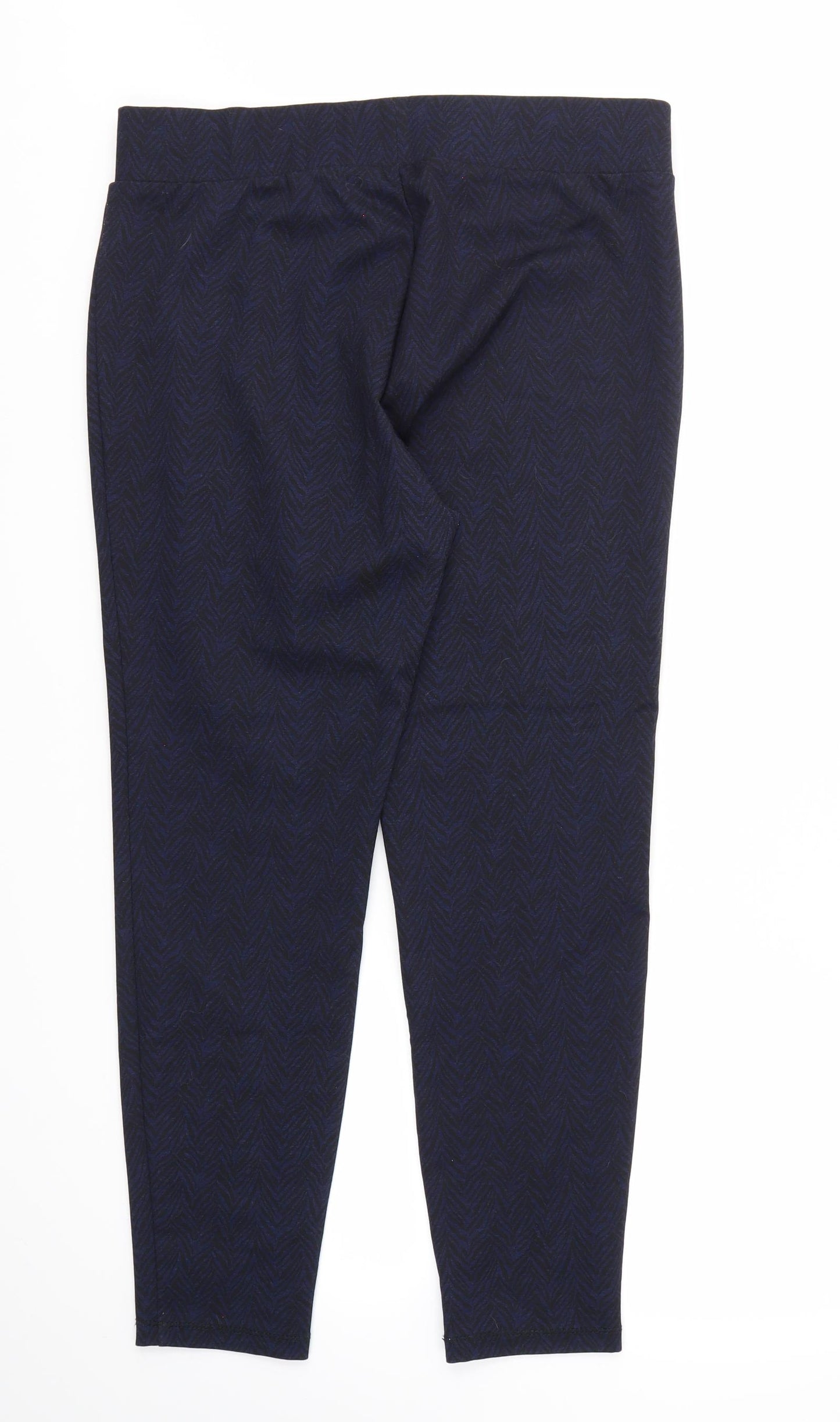 George Womens Blue Geometric  Trousers  Size 16 L28 in - STRECHY WAISTBAND