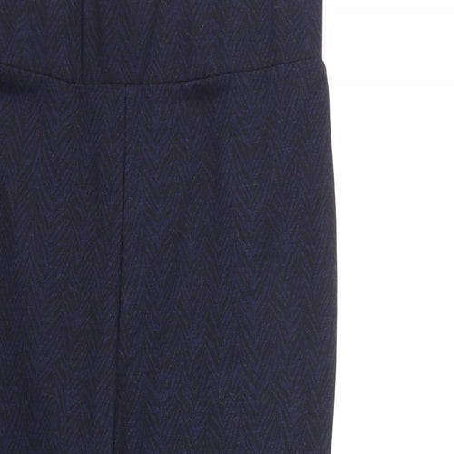 George Womens Blue Geometric  Trousers  Size 16 L28 in - STRECHY WAISTBAND