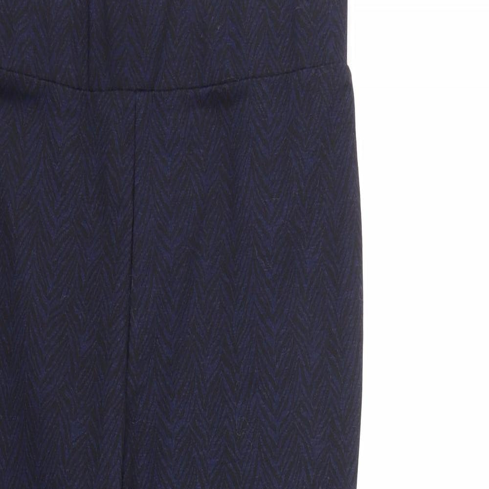 George Womens Blue Geometric  Trousers  Size 16 L28 in - STRECHY WAISTBAND