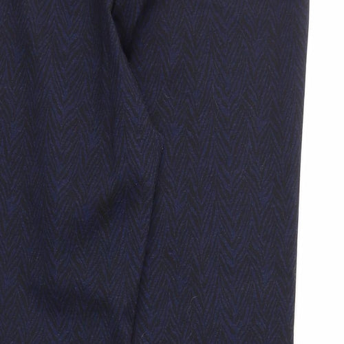 George Womens Blue Geometric  Trousers  Size 16 L28 in - STRECHY WAISTBAND