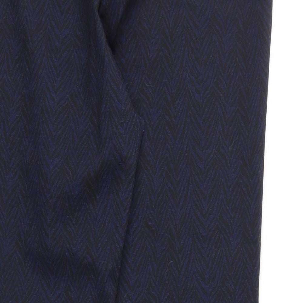 George Womens Blue Geometric  Trousers  Size 16 L28 in - STRECHY WAISTBAND