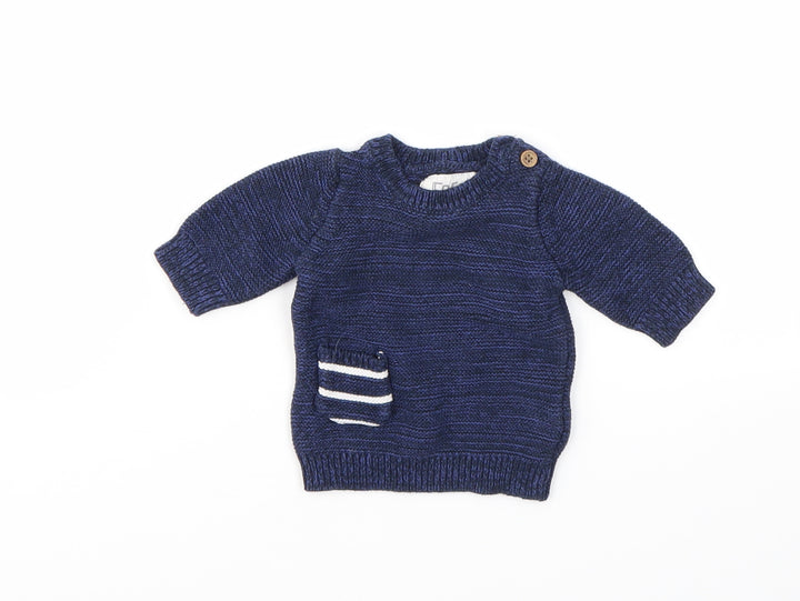 F&F Boys Blue Houndstooth  Pullover Jumper Size 0-3 Months
