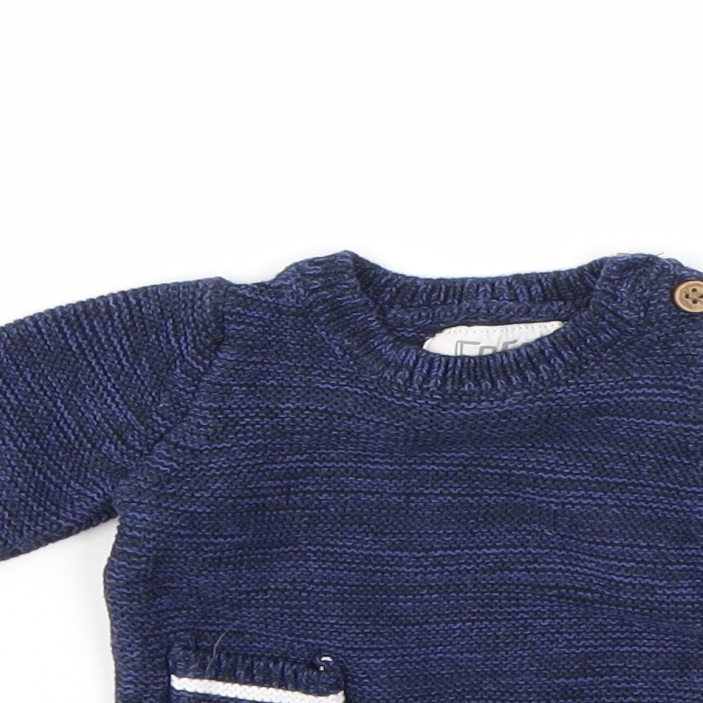 F&F Boys Blue Houndstooth  Pullover Jumper Size 0-3 Months