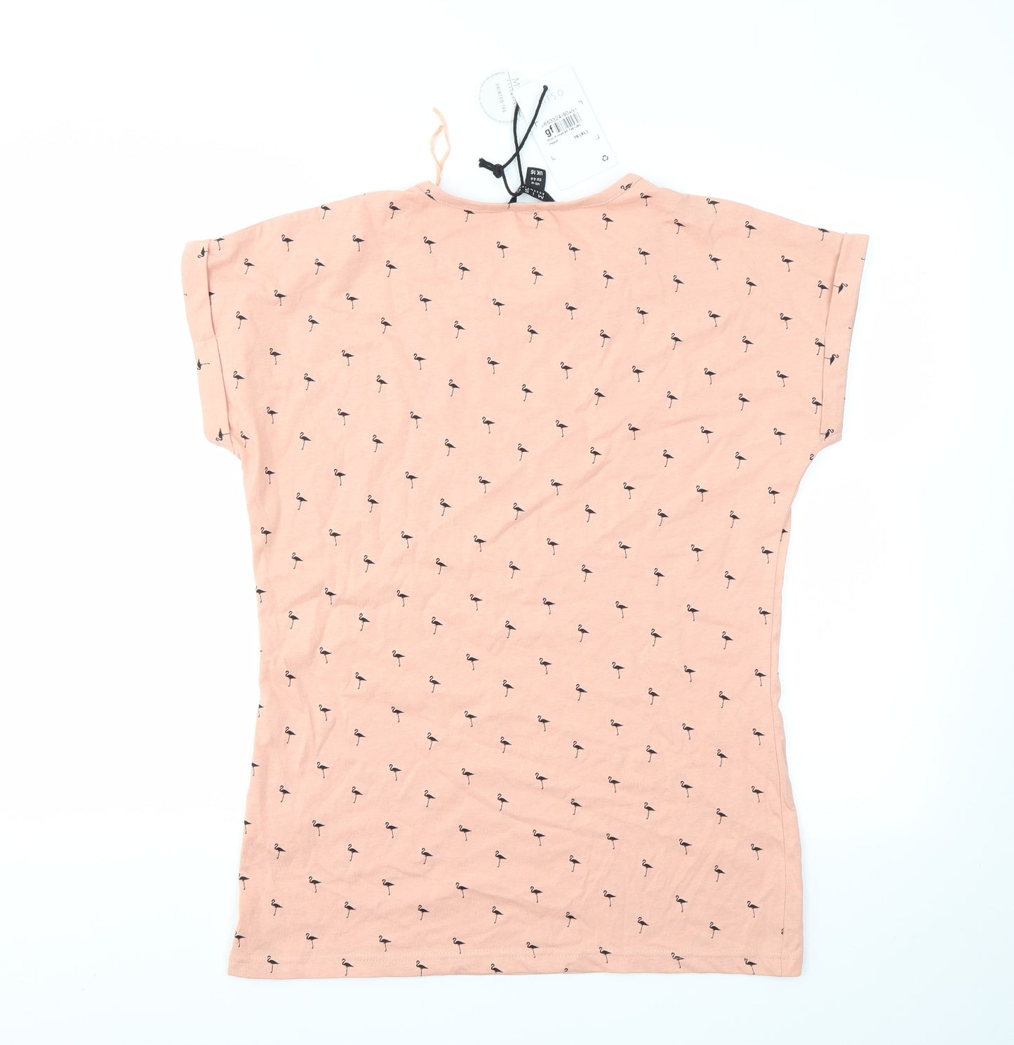 Miso Womens Pink Animal Print  Basic T-Shirt Size 16