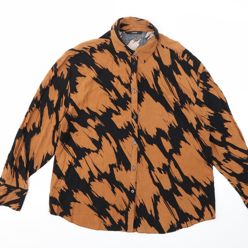 George Womens Brown Geometric  Basic T-Shirt Size 8