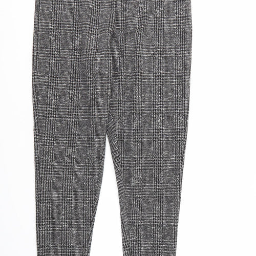 Peacocks Womens Grey Geometric  Trousers  Size 16 L28 in - STRECHY WAISTBAND