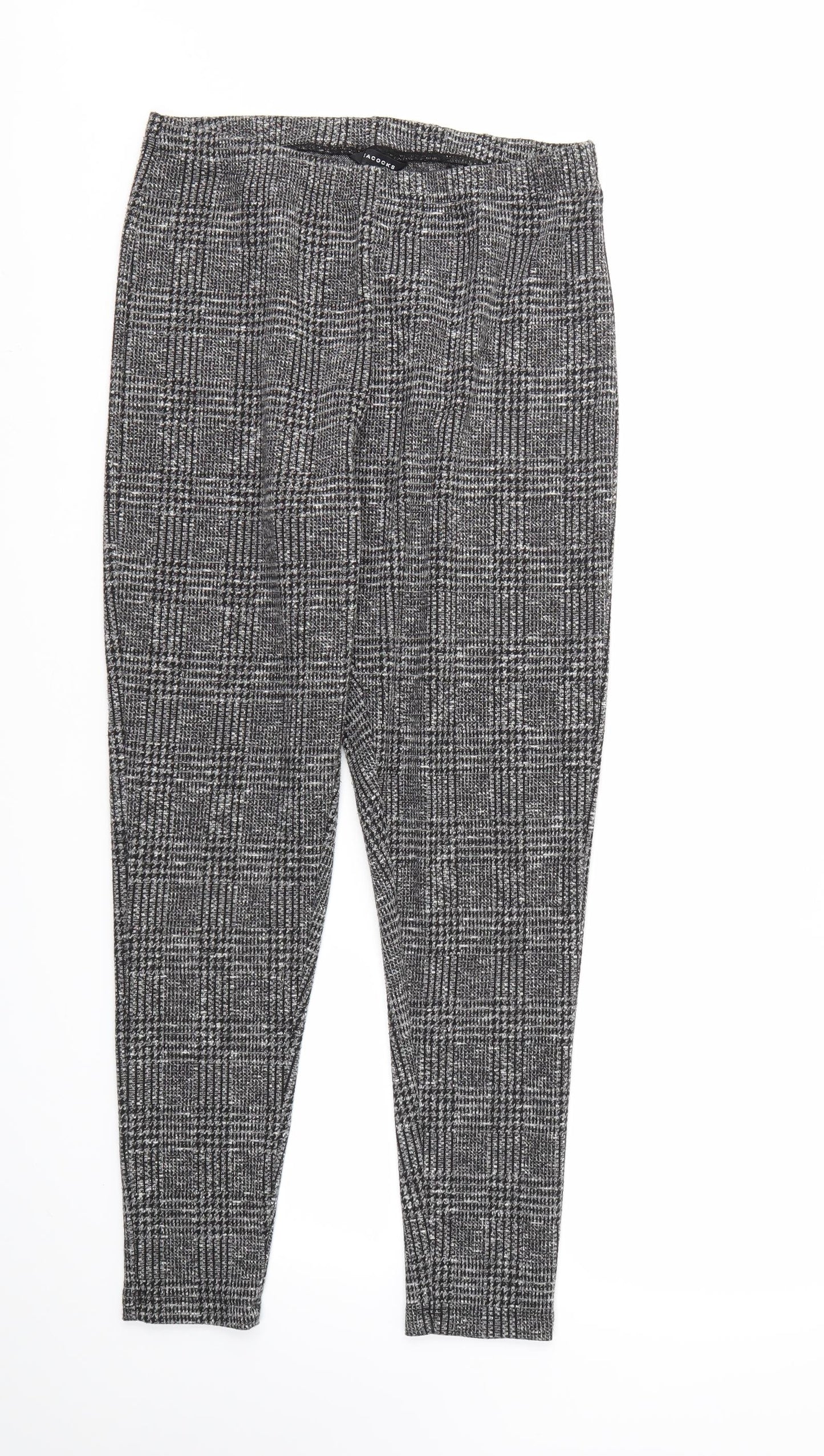 Peacocks Womens Grey Geometric  Trousers  Size 16 L28 in - STRECHY WAISTBAND