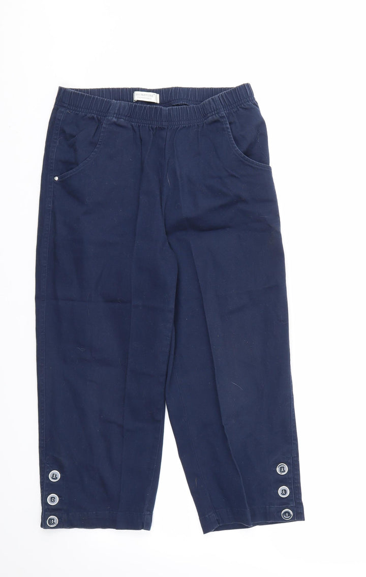Signature Womens Blue   Capri Trousers Size M L32 in - STRECHY WAISTBAND