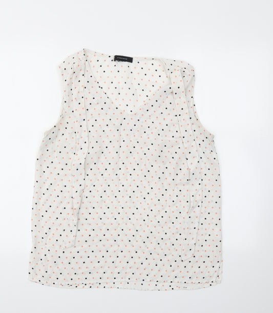 Front view of Primark women’s multicoloured polka dot basic blouse, size UK 12
