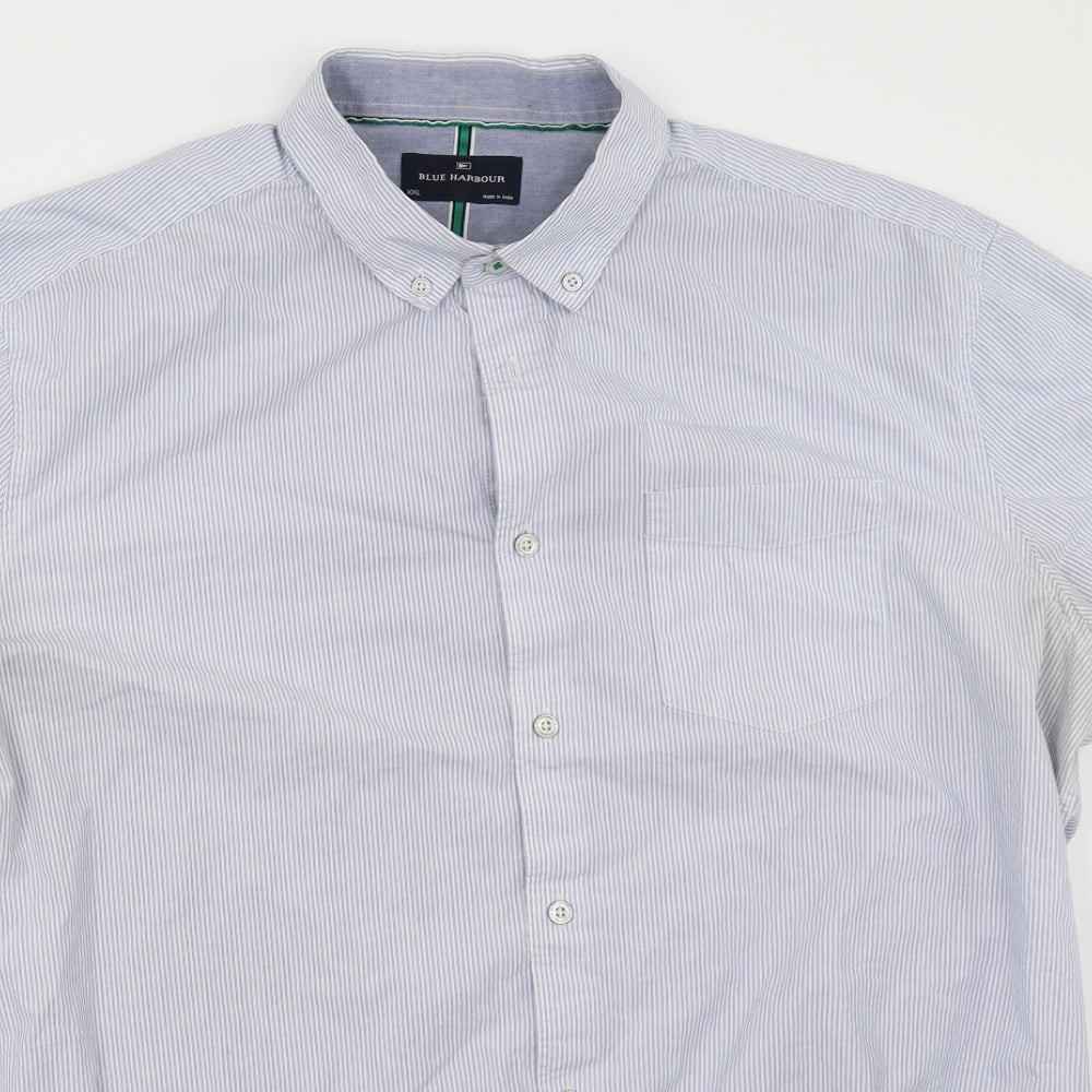 Marks and Spencer Mens Blue Striped   Polo Size 2XL