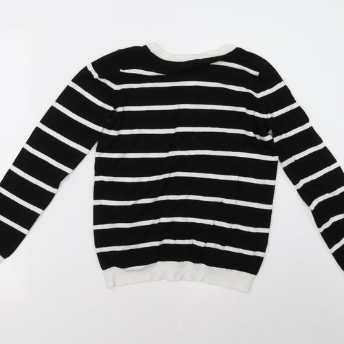 Marks and Spencer Womens Black Striped  Cardigan Jumper Size 8