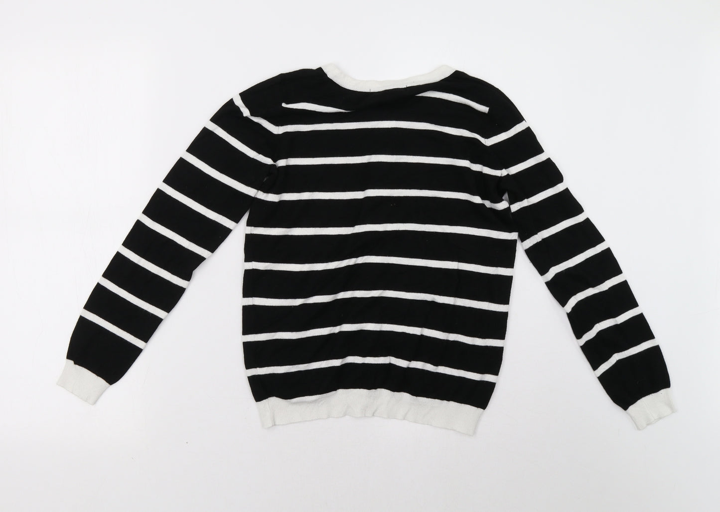 Marks and Spencer Womens Black Striped  Cardigan Jumper Size 8