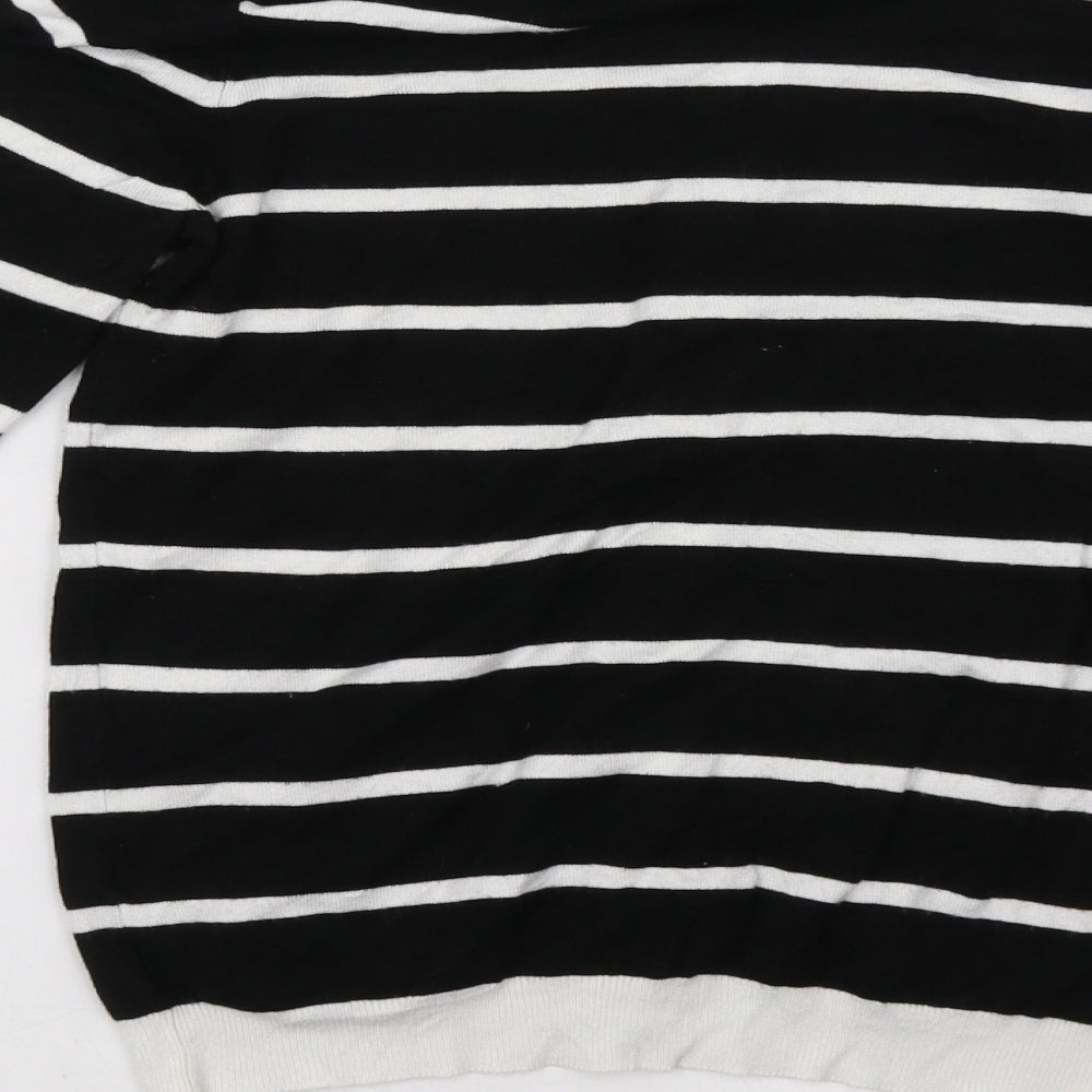 Marks and Spencer Womens Black Striped  Cardigan Jumper Size 8