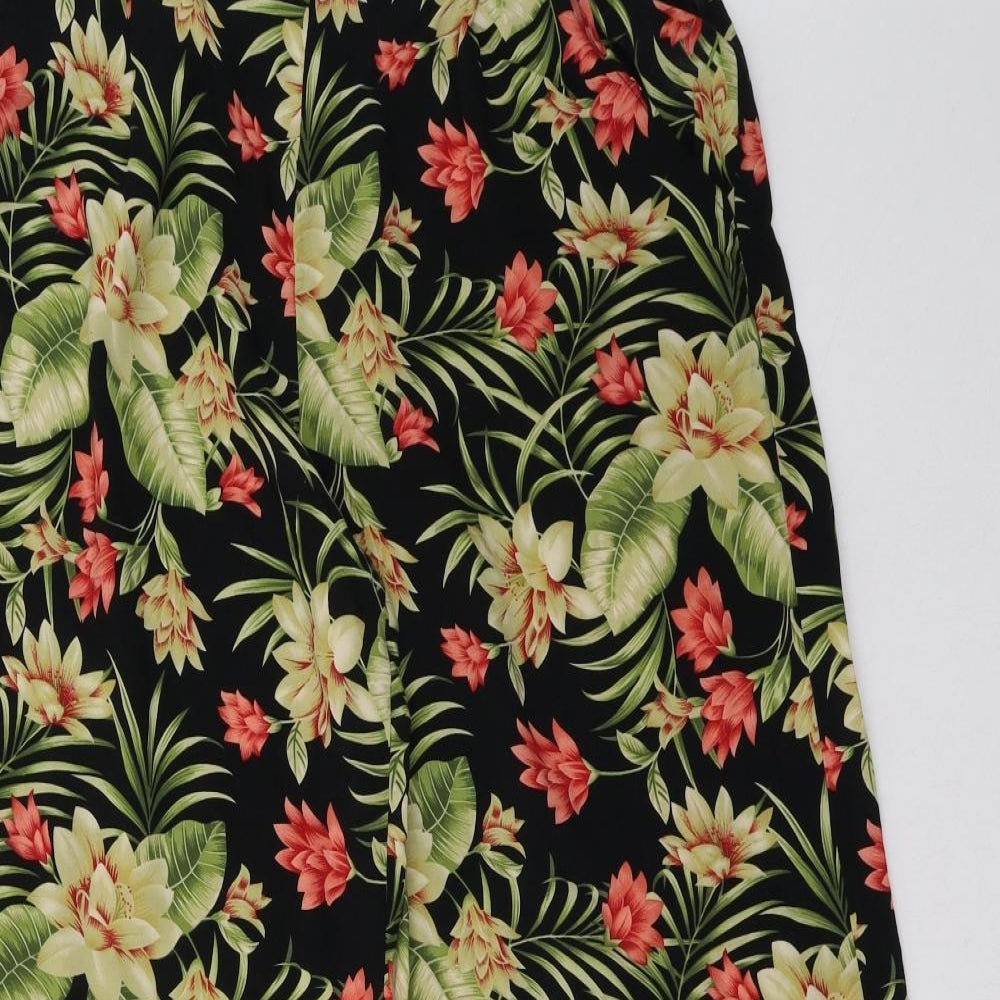 Primark Womens Black Floral  Trousers  Size 14 L32 in