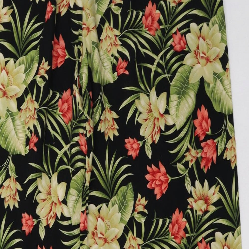 Primark Womens Black Floral  Trousers  Size 14 L32 in