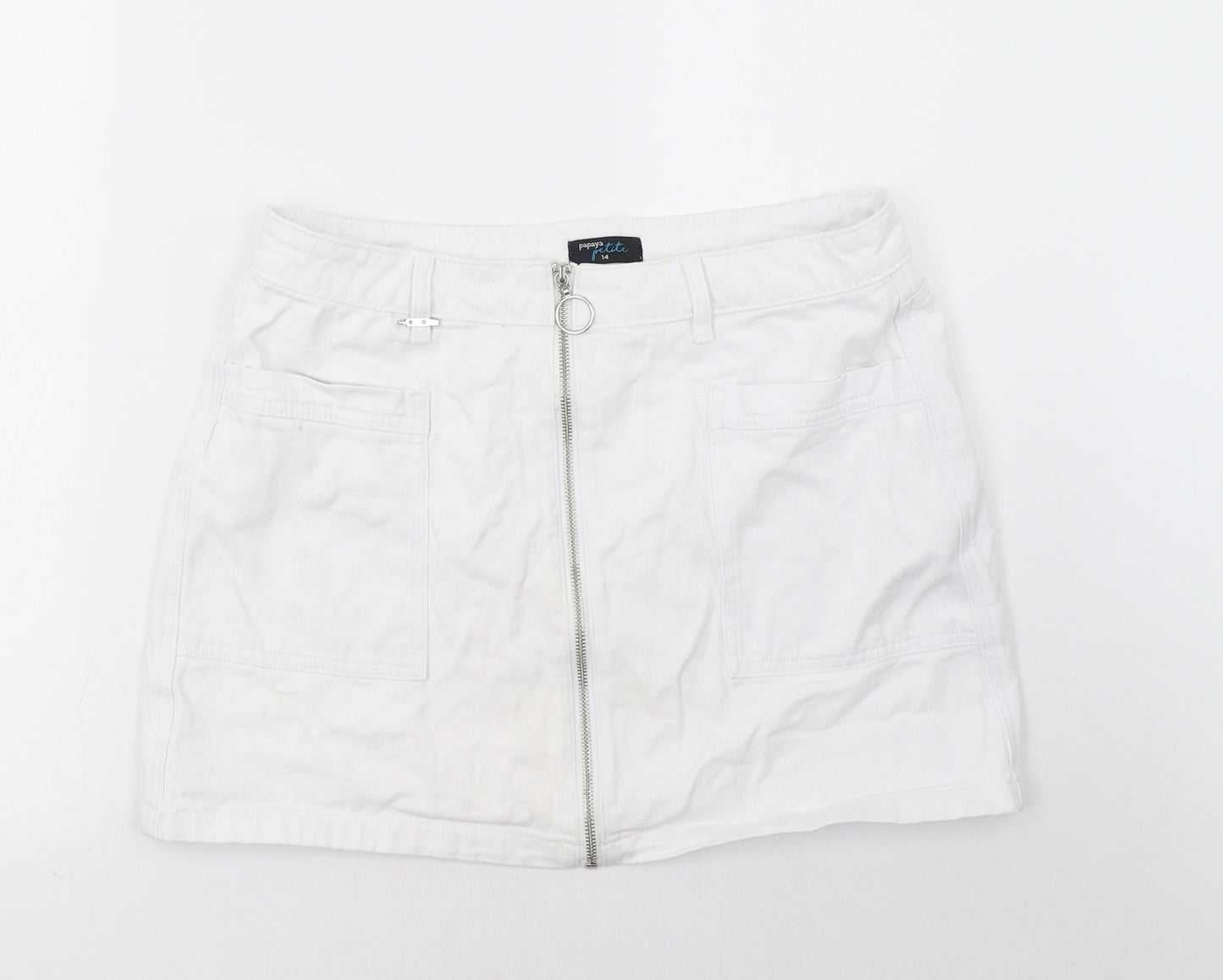 Matalan Womens White  Denim A-Line Skirt Size 14
