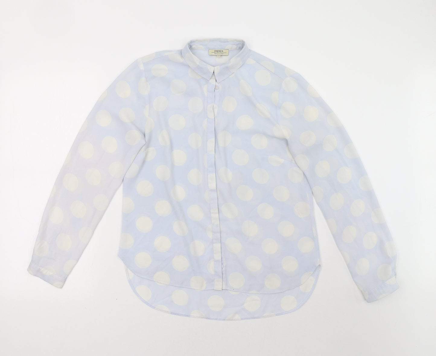 Matalan Womens Blue Polka Dot  Basic Button-Up Size 10
