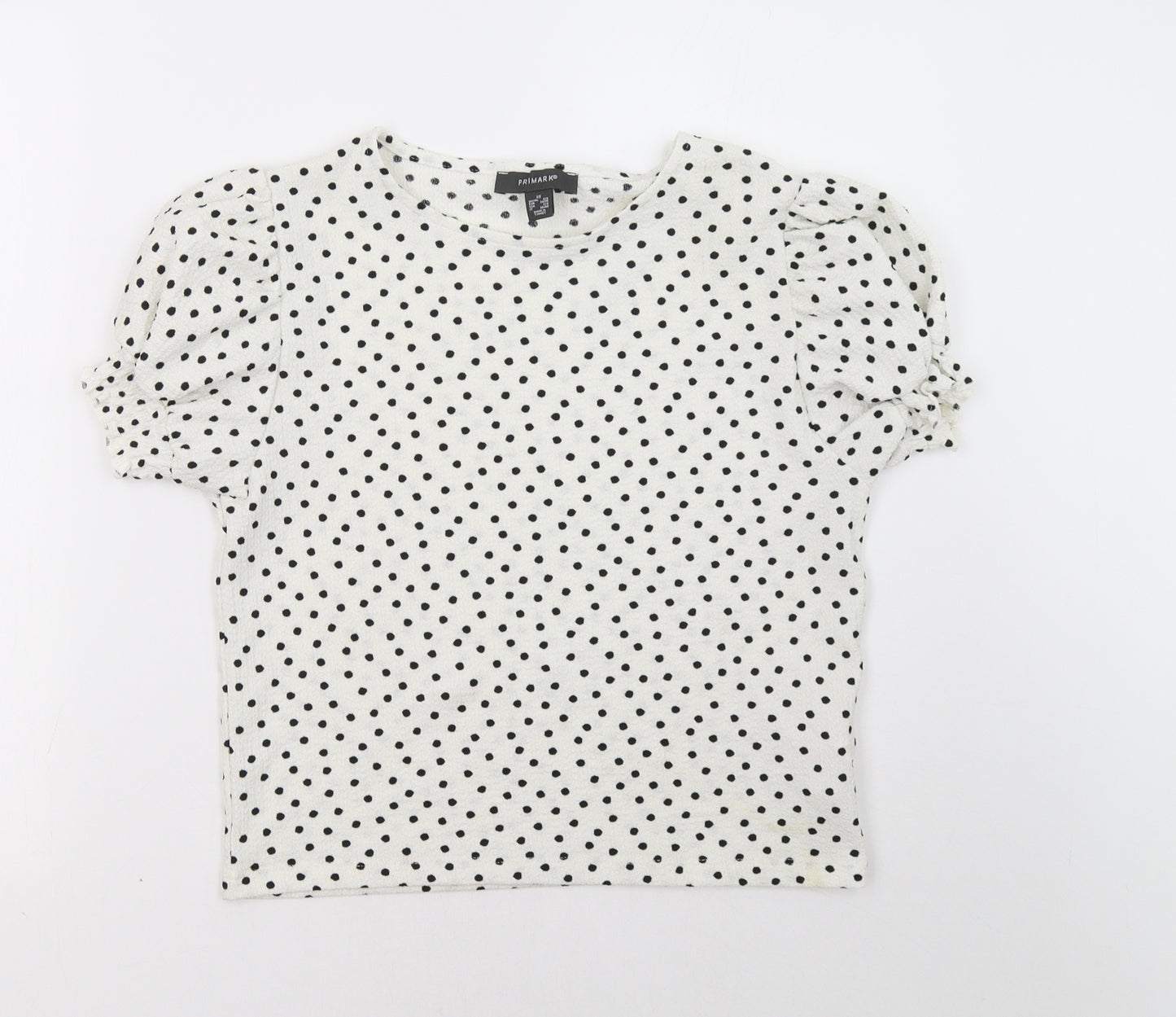 Primark Womens White Polka Dot  Basic T-Shirt Size 8