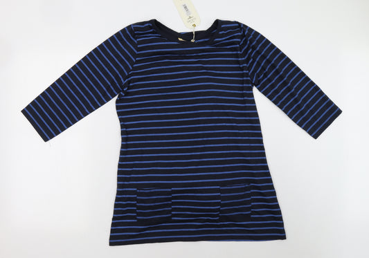 Front view of plum tree women’s black striped a-line, size UK 14