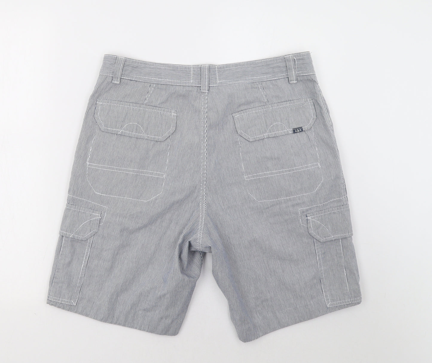 BHS Mens Blue Striped  Chino Shorts Size 34