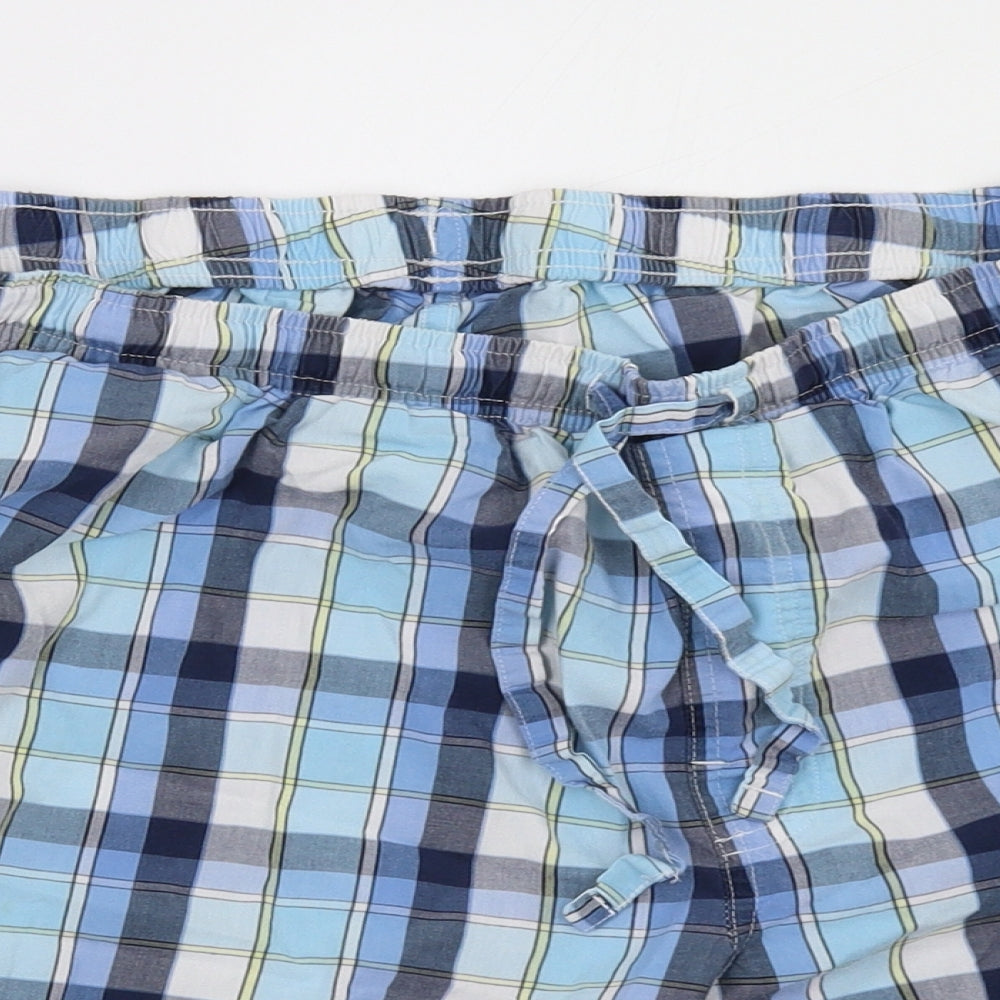 Marks and Spencer Mens Blue Check   Sleep Shorts Size XL