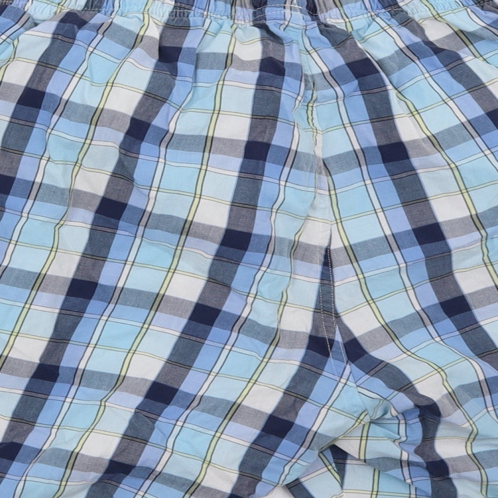Marks and Spencer Mens Blue Check   Sleep Shorts Size XL
