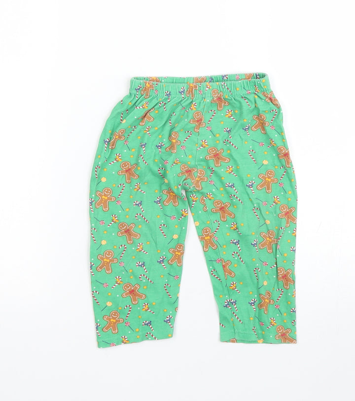 Preworn Boys Green   Cami Pyjama Pants Size 18-24 Months  - Christmas