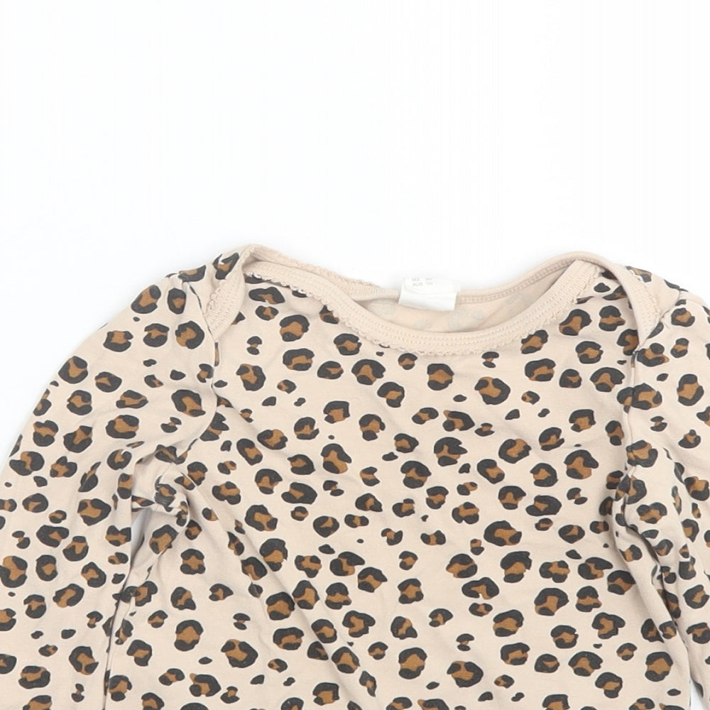 H&M Girls Beige Animal Print  Babygrow One-Piece Size 18-24 Months