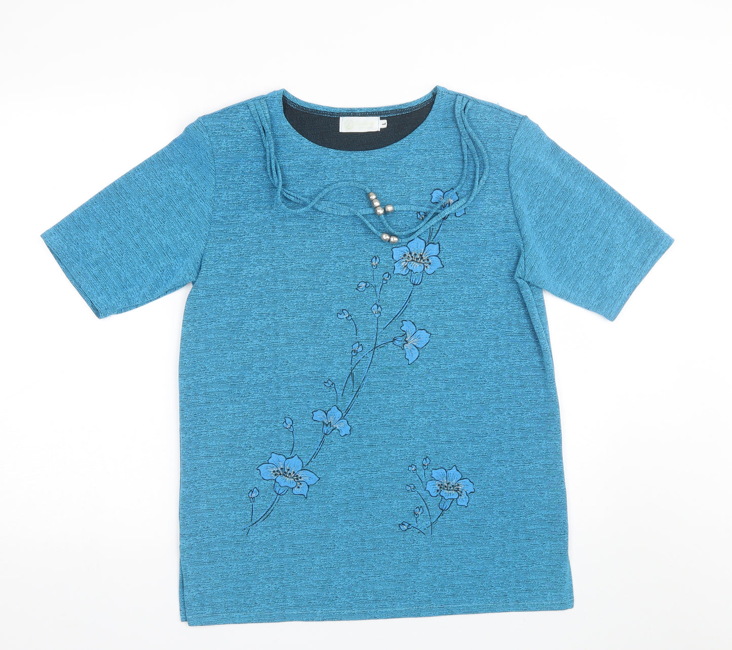 Exclusive  Womens Blue Floral  Basic T-Shirt Size L