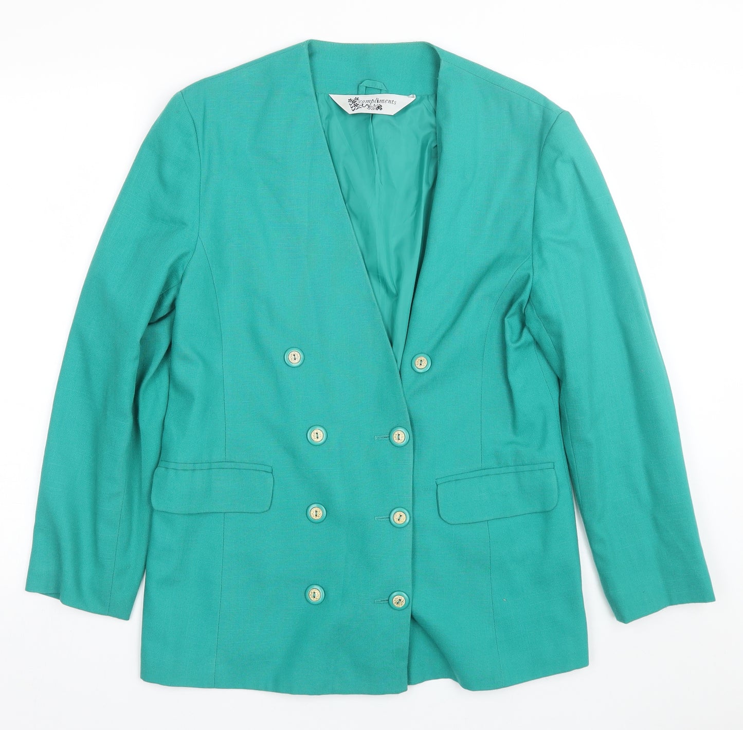Compliments Womens Green   Jacket Suit Size 16