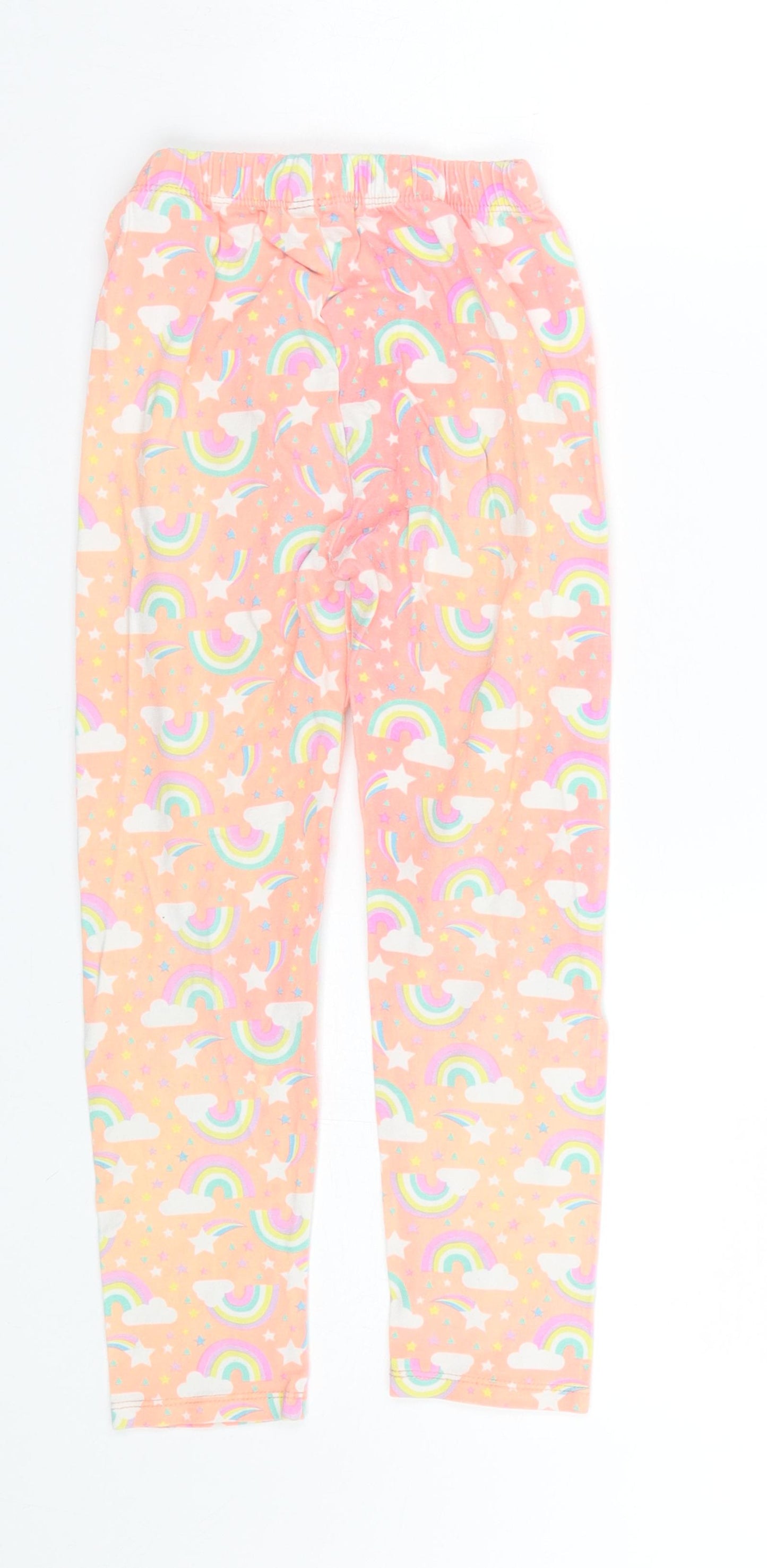 Preworn Girls Orange Polka Dot  Cami Pyjama Pants Size 4 Years
