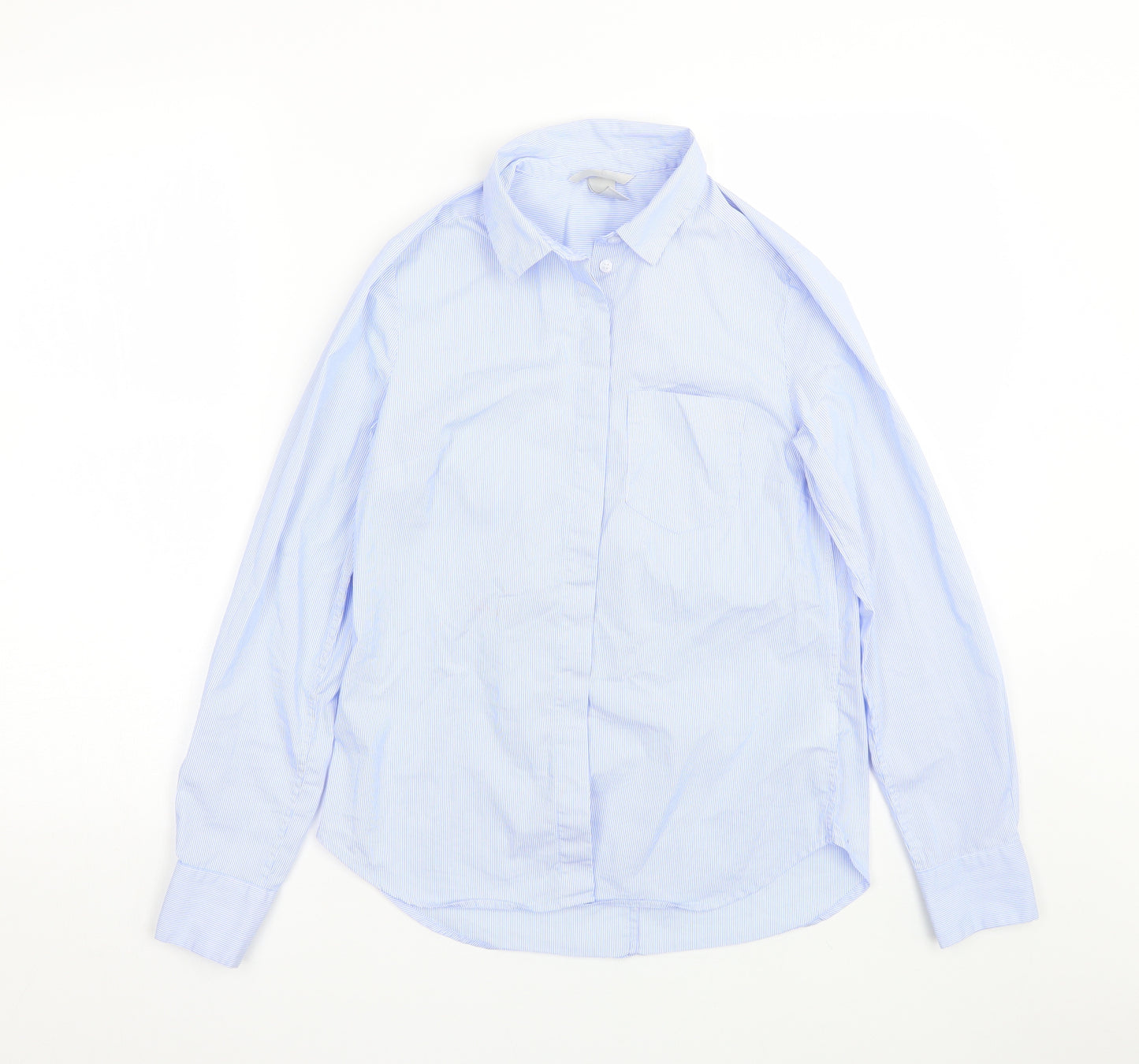 H&M Womens Blue Striped  Basic Button-Up Size 4