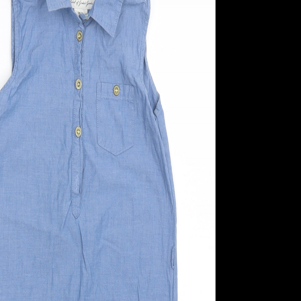 H&M Girls Blue   Shirt Dress  Size 9-10 Years
