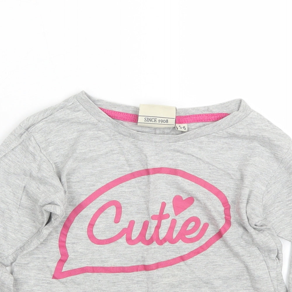 Lee Cooper Girls Grey   Basic T-Shirt Size 5-6 Years