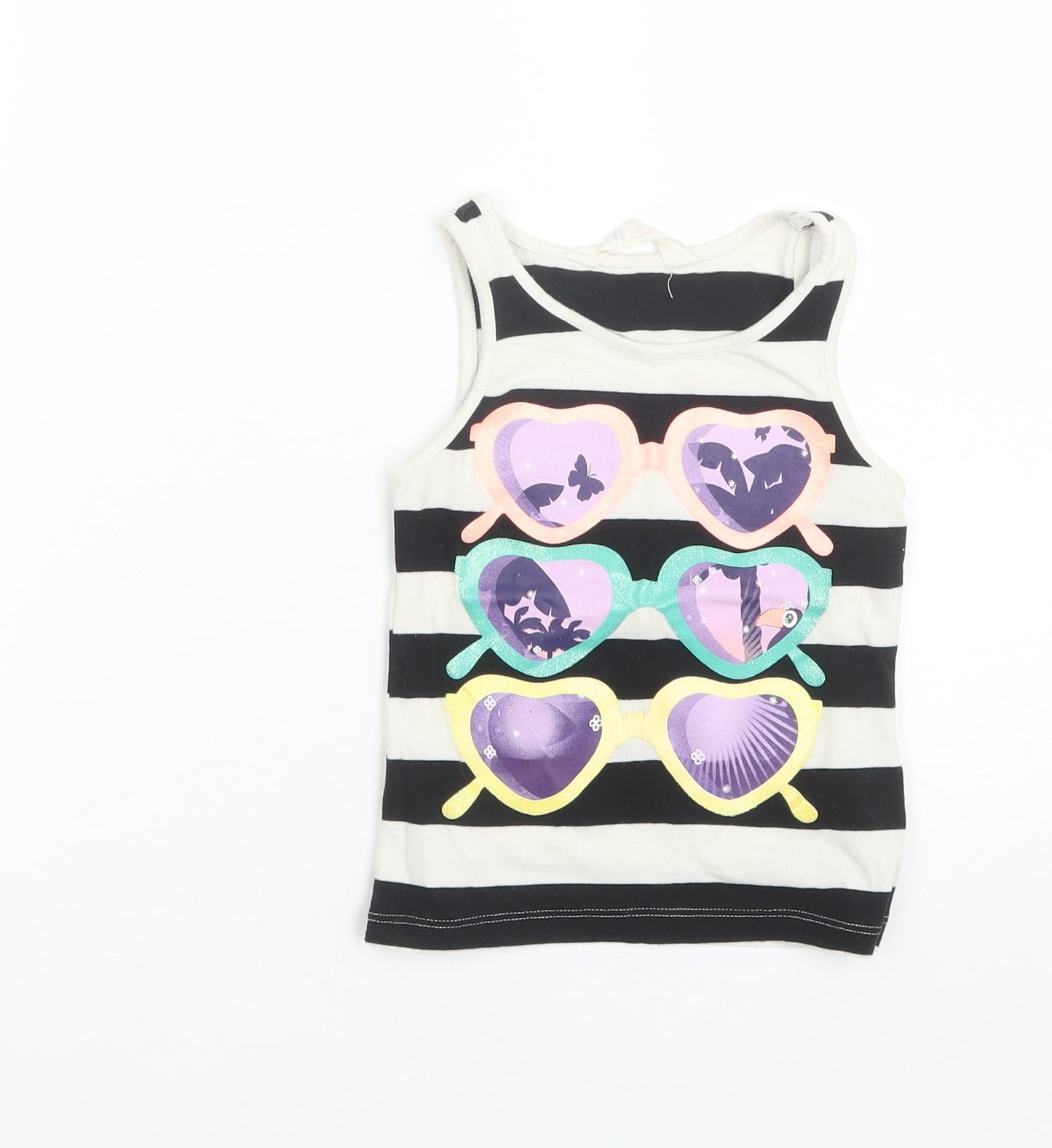 H&M Girls Black Striped  Basic Tank Size 3-4 Years