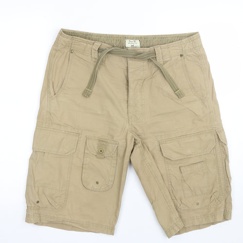 Denim 73 Mens Beige   Cargo Shorts Size 34