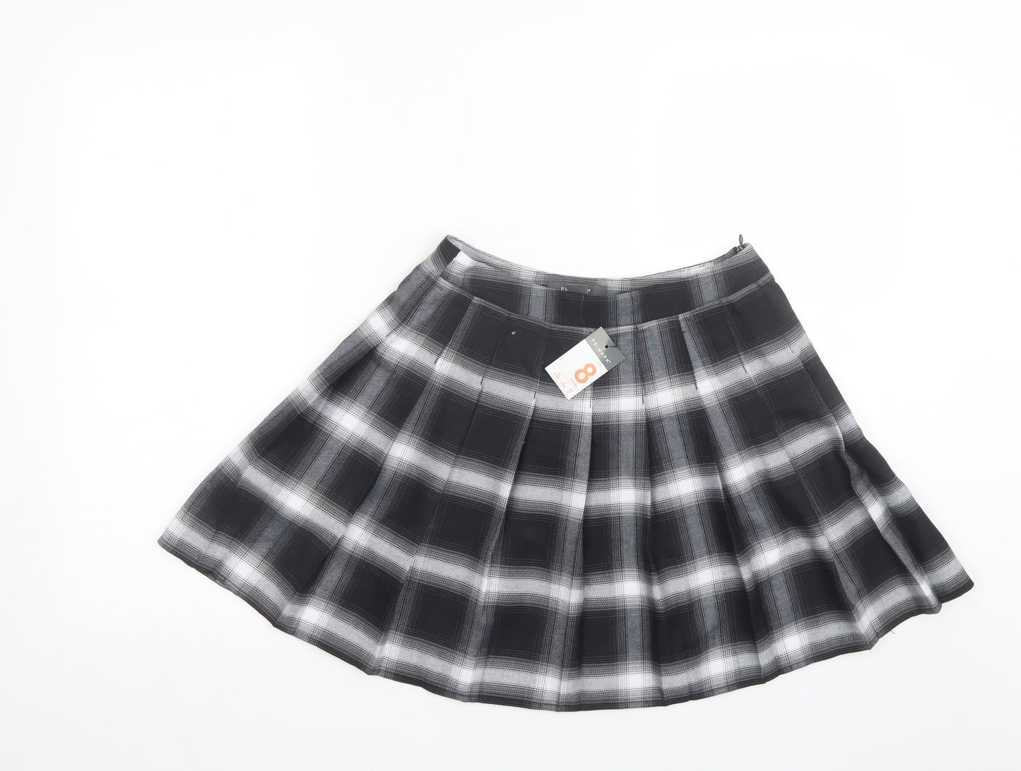 Primark Womens Black Plaid  Flare Skirt Size 8