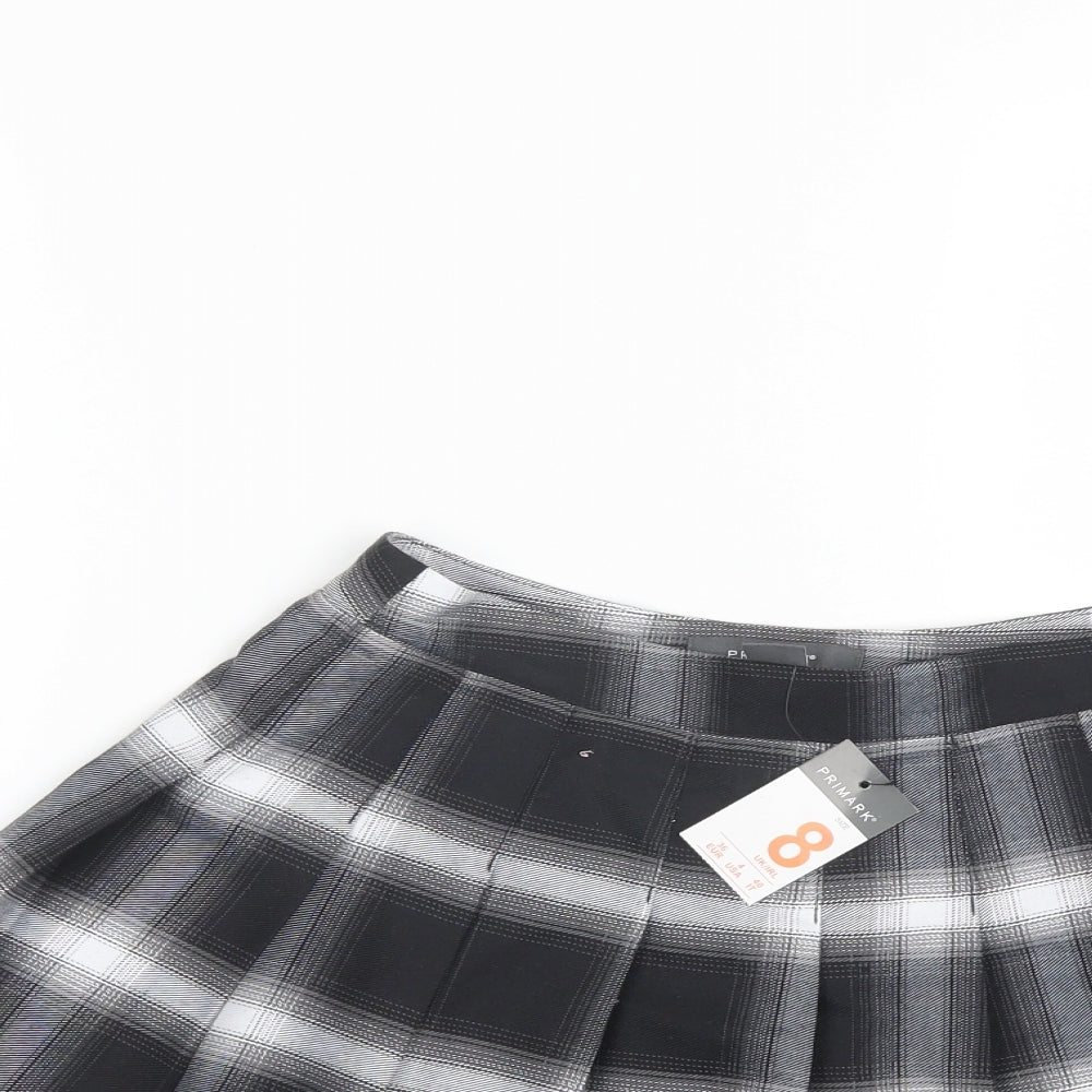 Primark Womens Black Plaid  Flare Skirt Size 8