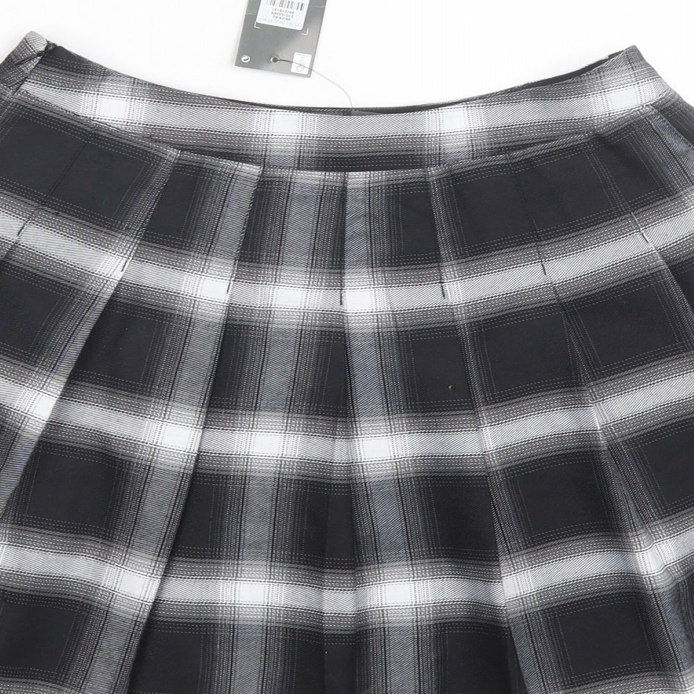 Primark Womens Black Plaid  Flare Skirt Size 8
