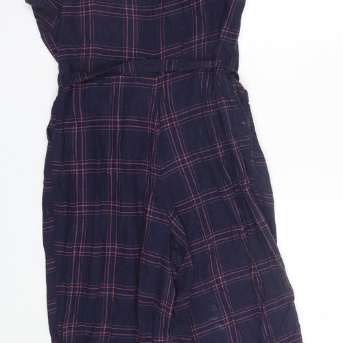 Preworn Womens Blue Plaid  Jumpsuit One-Piece Size 14 L19 in
