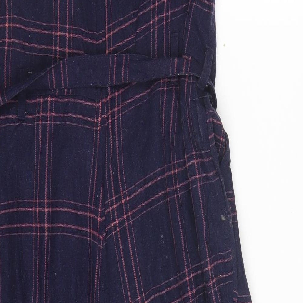 Preworn Womens Blue Plaid  Jumpsuit One-Piece Size 14 L19 in