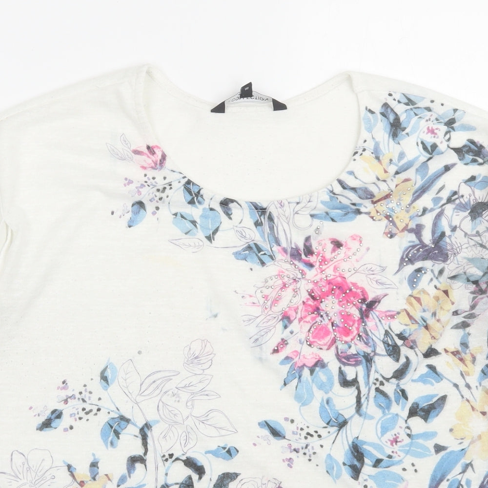 Debenhams Womens White Floral  Basic T-Shirt Size 16