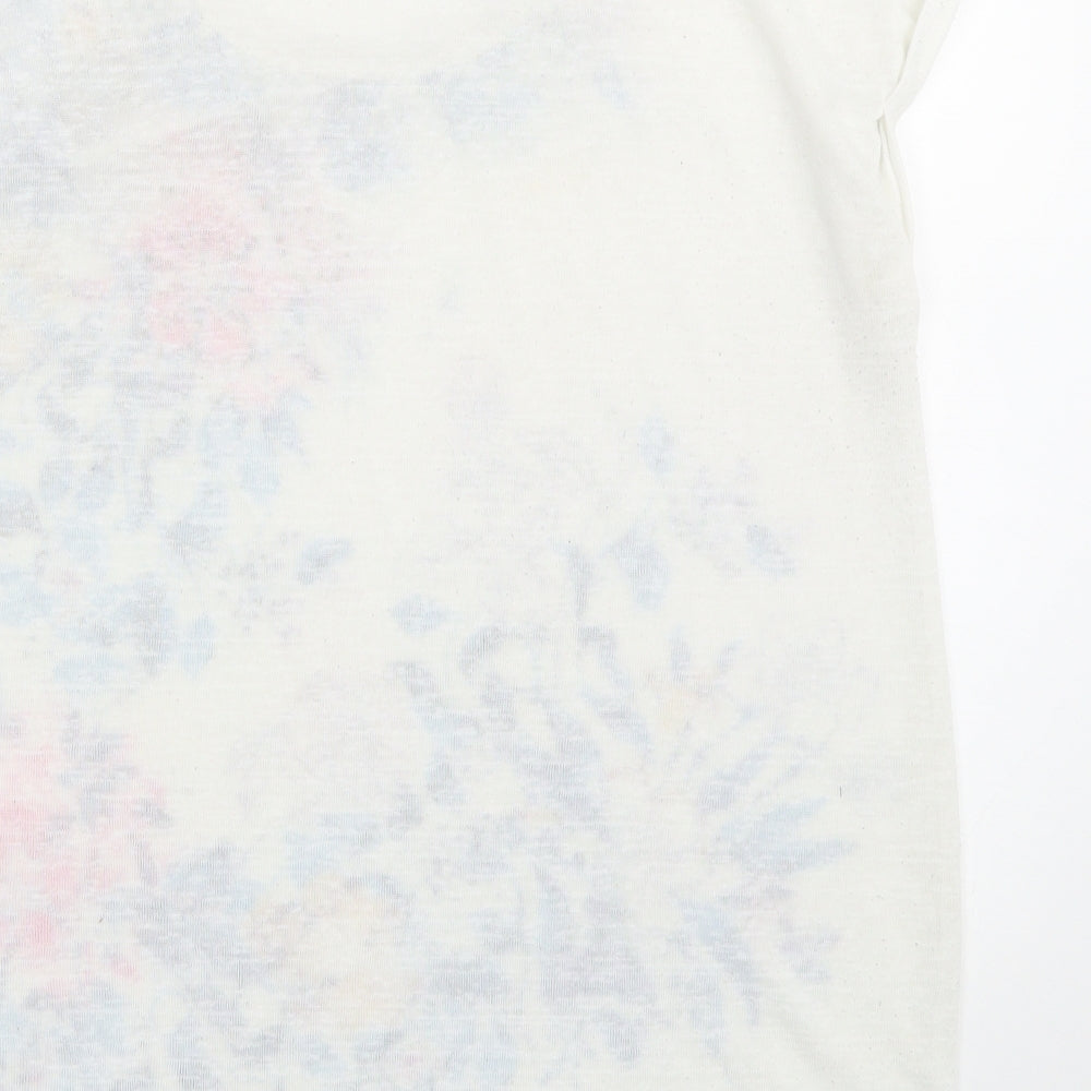 Debenhams Womens White Floral  Basic T-Shirt Size 16